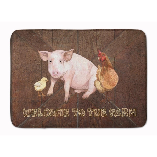 Carolines Treasures Welcome to Farm with Pig and Chicken Machine Washable Memory Foam Mat SB3083RUG - main